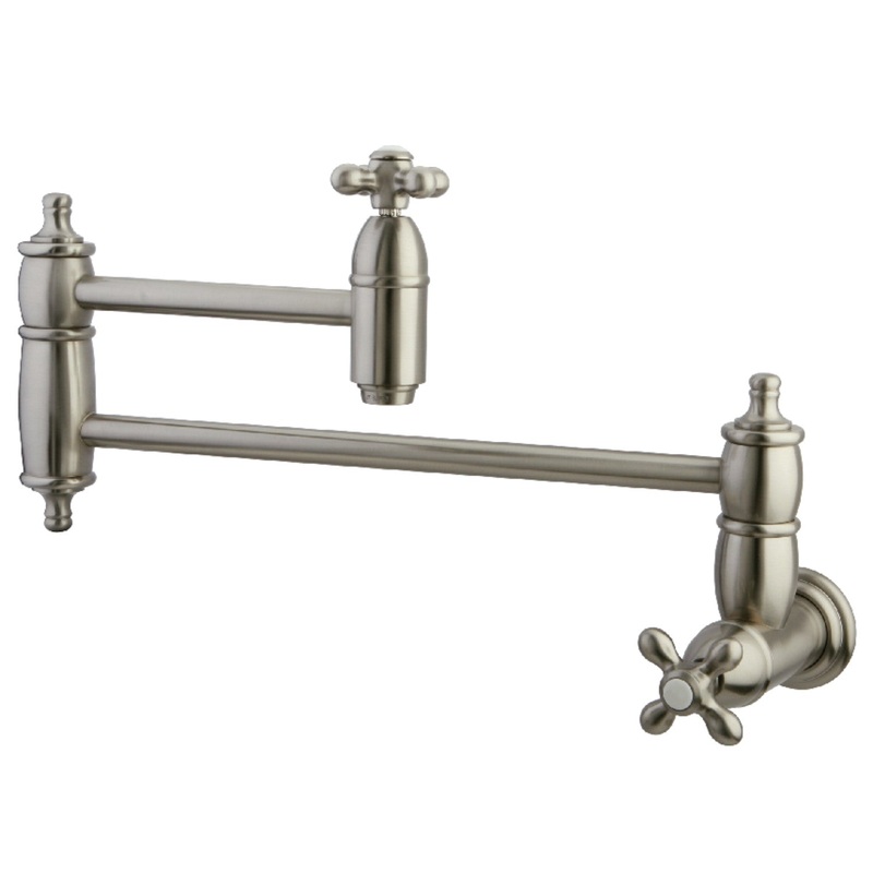 Kingston Brass KS3108AX Restoration Wall Mount Pot Filler Kitchen Faucet, Brushed Nickel