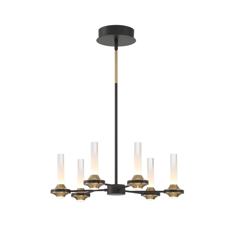 LED Chandelier from the Torcia Collection in Black and Brass Finish by Eurofase