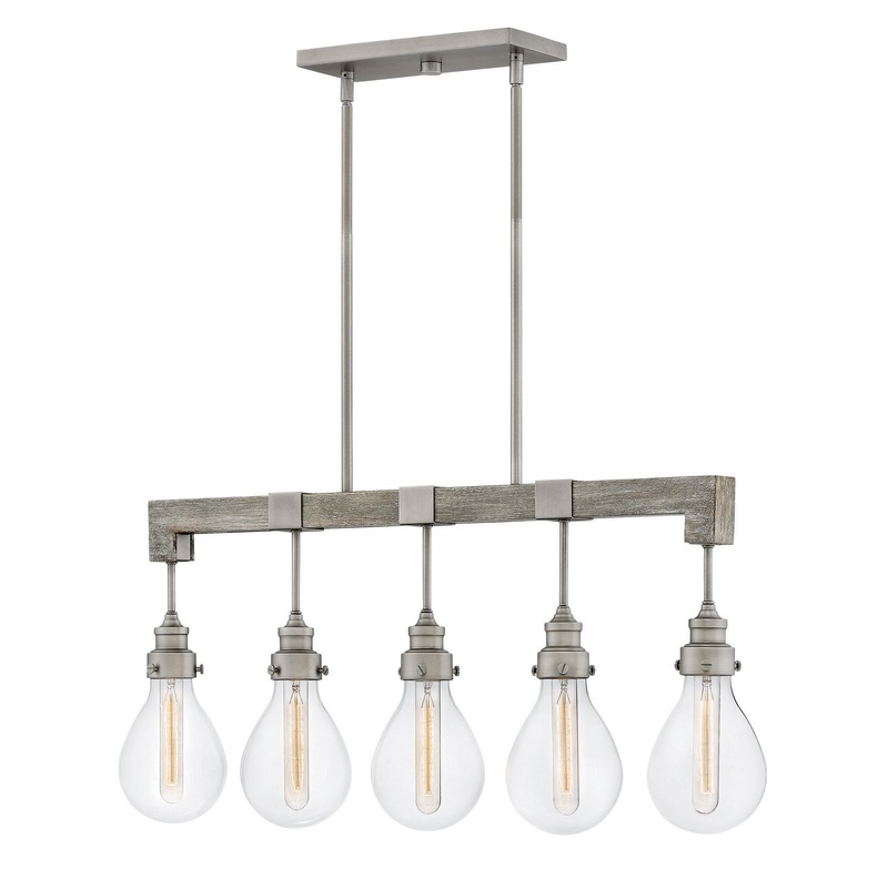 LED Linear Chandelier from the Denton Collection in Pewter Finish by Hinkley