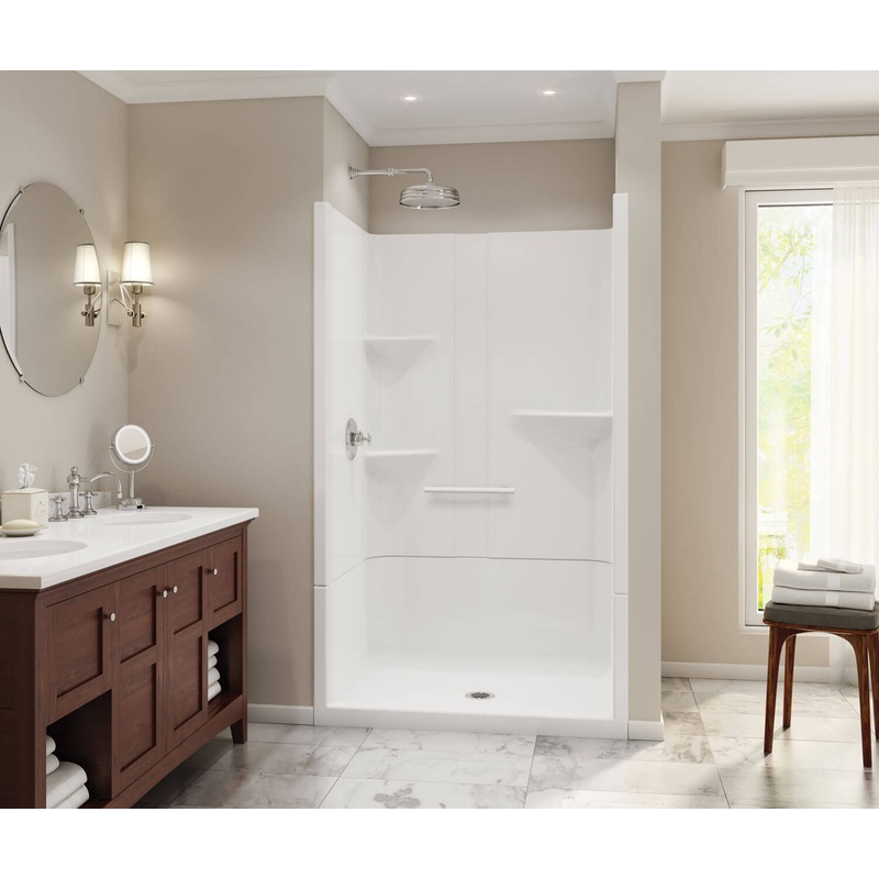 MAAX 105919-SR-000-001 Camelia SH-4834 Acrylic Alcove Center Drain Two-Piece Shower in White