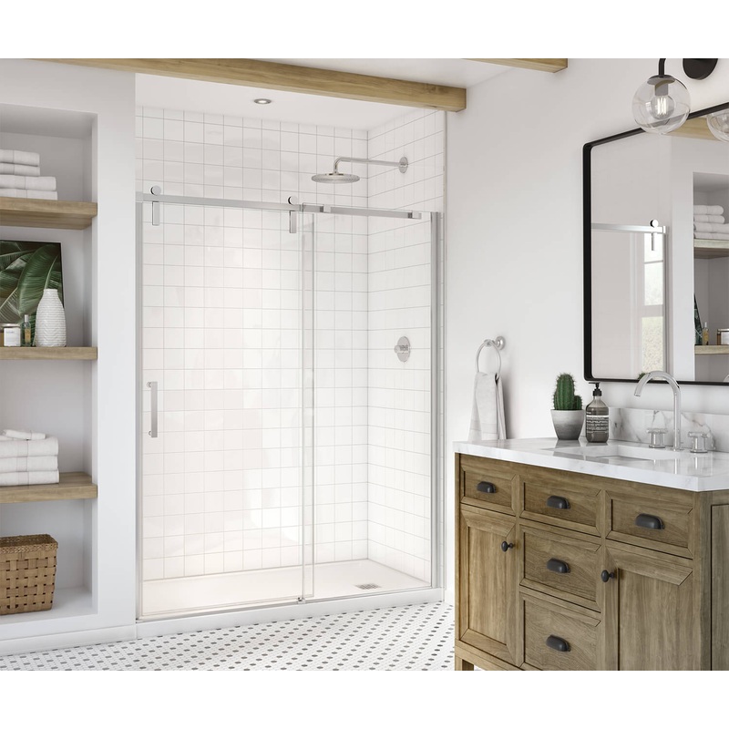 MAAX 137681-900-084-000 Outback 55  – 58  x 70  in. 8mm Sliding Shower Door for Alcove Installation with Clear glass in Chrome