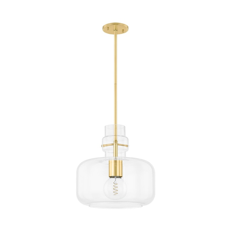 One Light Pendant from the Lumi Collection in Aged Brass Finish by Mitzi