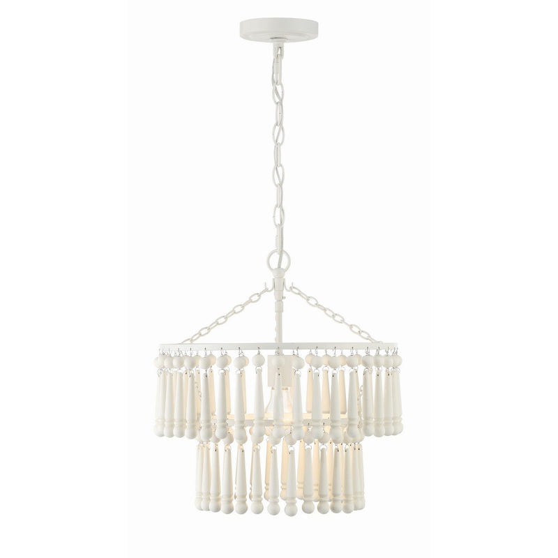 One Light Pendant from the Tiana Collection in Matte White Finish by Crystorama