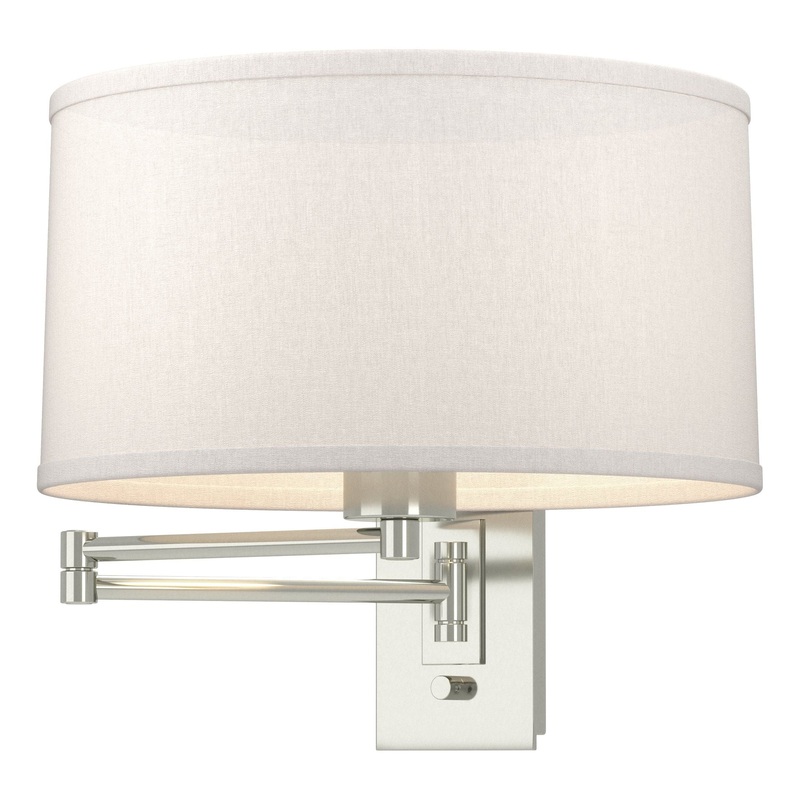 Simple Swing Arm Sconce Sterling Flax Shade (SE)