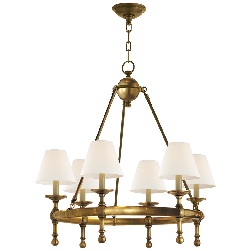 Six Light Chandelier from the Classic Collection in Hand-Rubbed Antique Brass Finish by Visual Comfort Signature