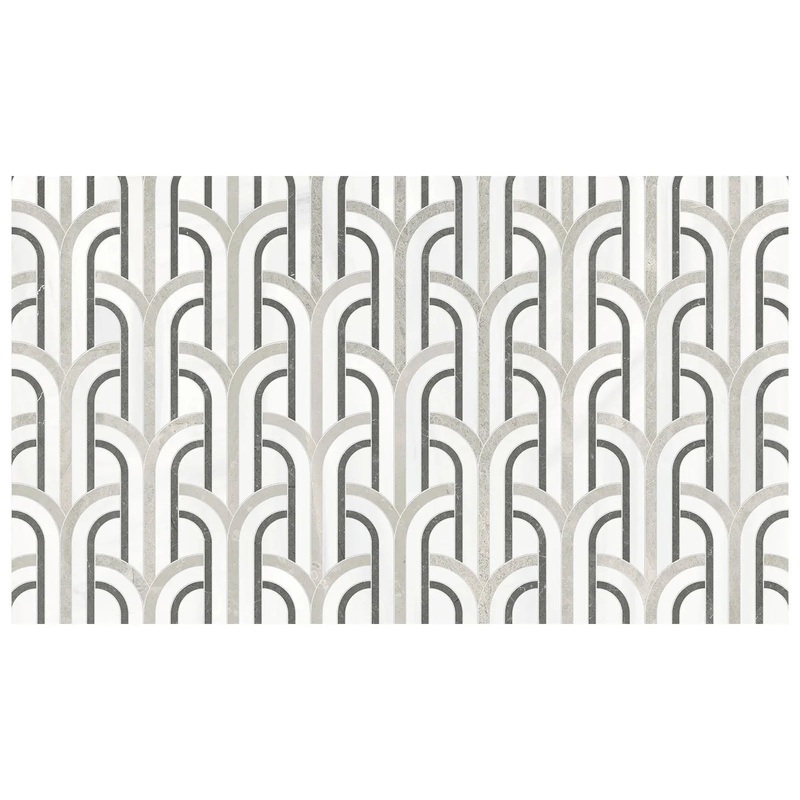 Utopio Florence Mist Polished W/ Honed Accents Natural Stone Waterjet Mosaic