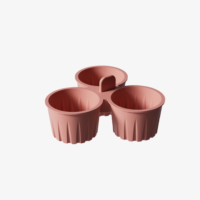 2 Pcs Pink 3-Compartment Silicone Bowl – BPA-Free, Microwave & Air Fryer Safe for Eggs, Baking & Food Storage