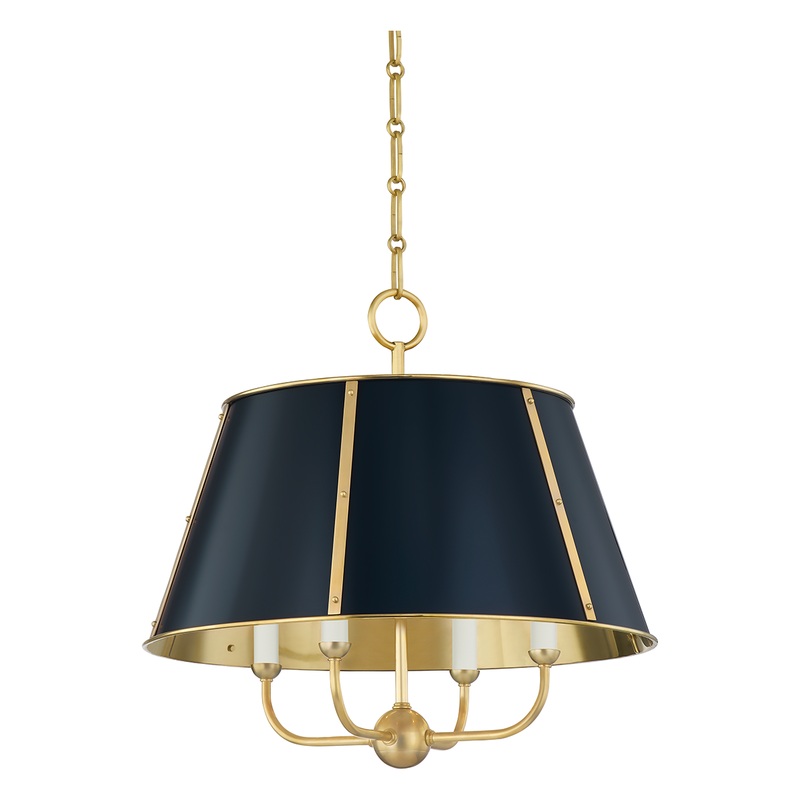 Cambridge 4-Light Chandelier Aged Brass/Darkest Blue