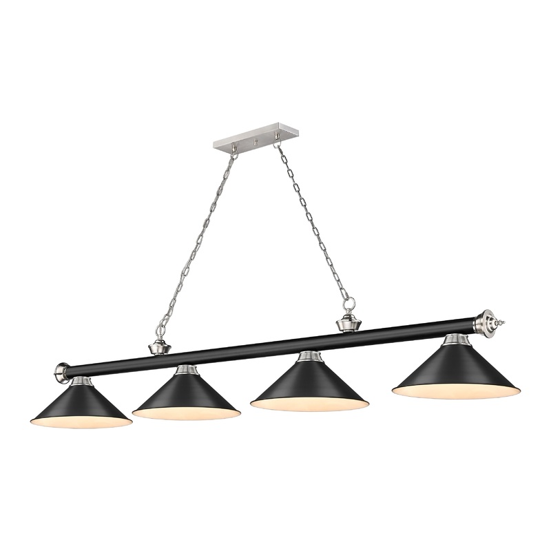 Cordon 4-Light Billiard Matte Black + Brushed Nickel Cone Matte Black Steel