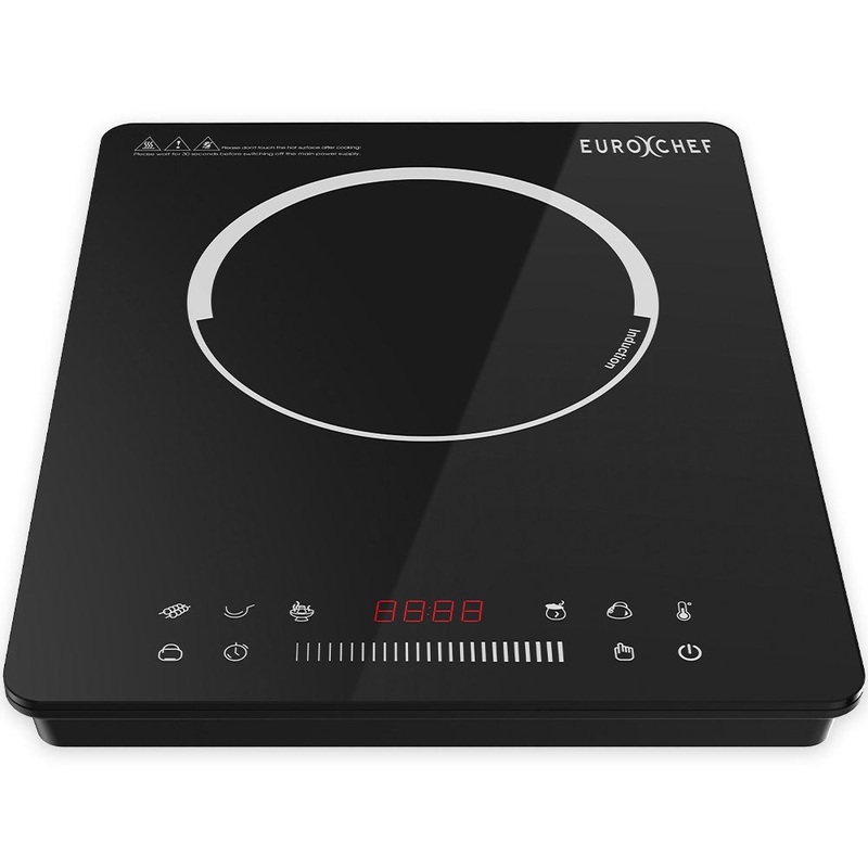 EUROCHEF Induction Cooktop, 2000W, 9 Heat Levels, Fast Electric Portable Cooker, Touch Controls with Slider