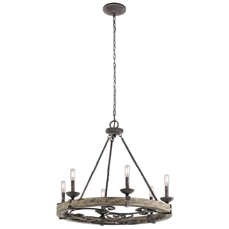 Kichler 43823WZC Six Light Chandelier, Weathered Zinc