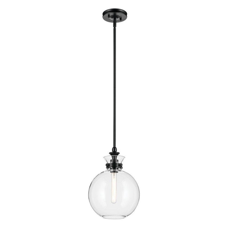 Laria 10.25″ 1-Light Pendant Black Clear Glass