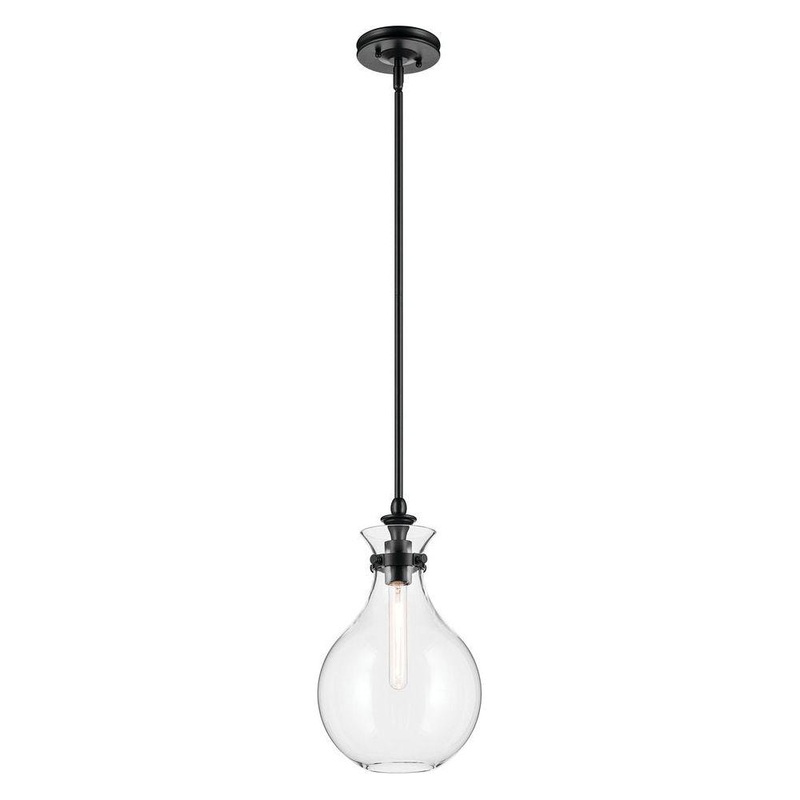 Laria 9.75″ 1-Light Pendant Black Clear Glass