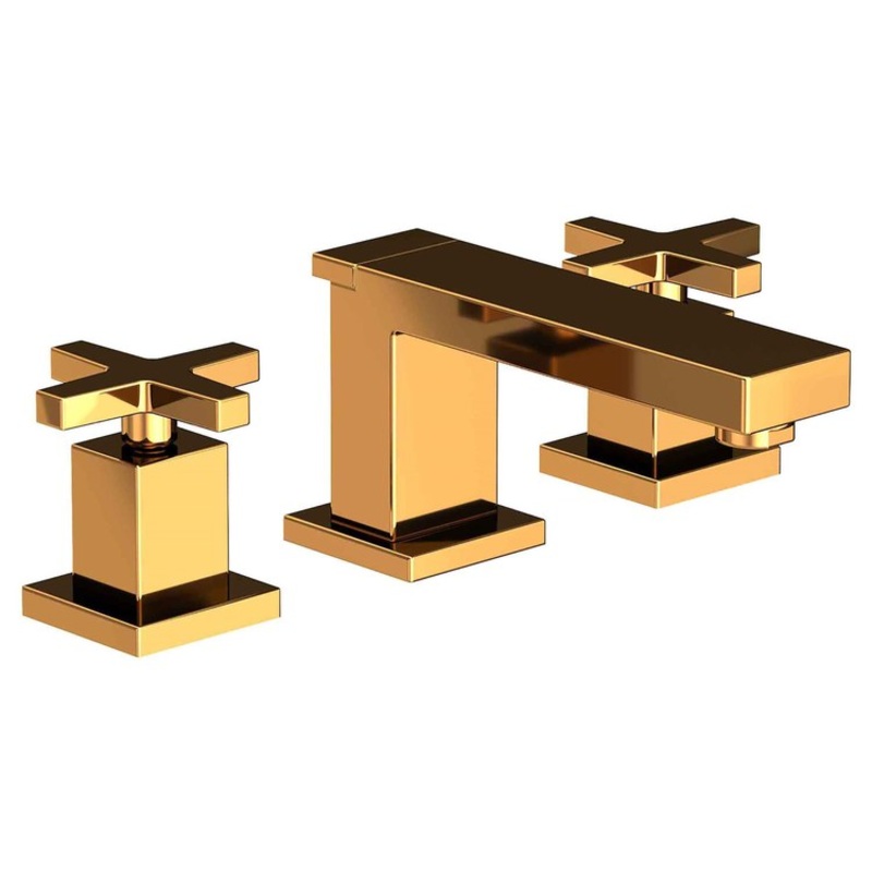 Lavatory Faucet Skylar Widespread 8 to 20 Inch Spread 2 Cross ADA Polished Gold PVD 1.2 Gallons per Minute Brass Spout Height 2-1/2 Inch