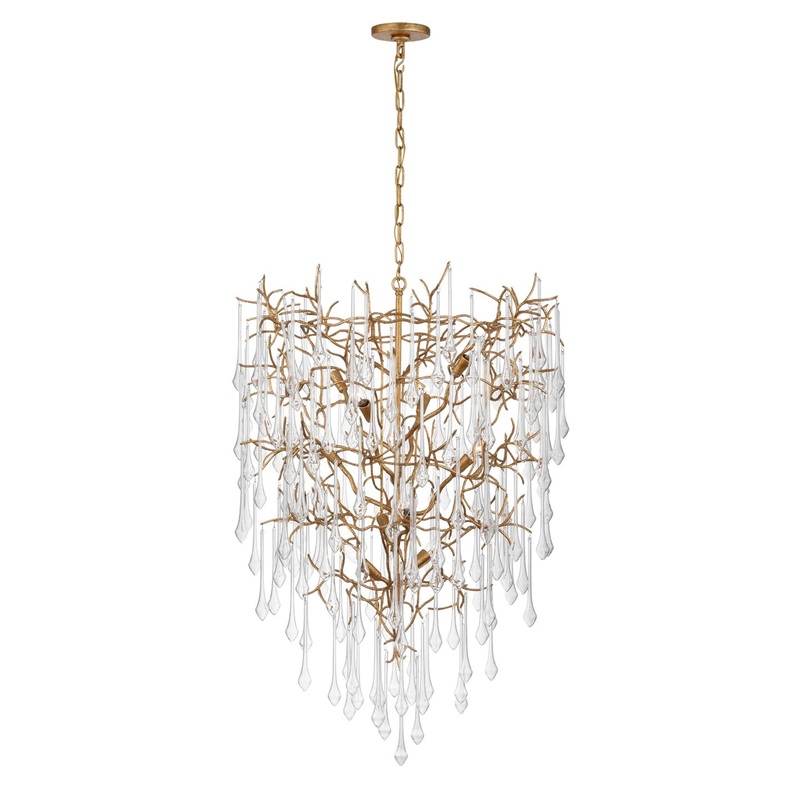 LED Chandelier from the Rayne Collection in Gilded Iron Finish by Visual Comfort Signature