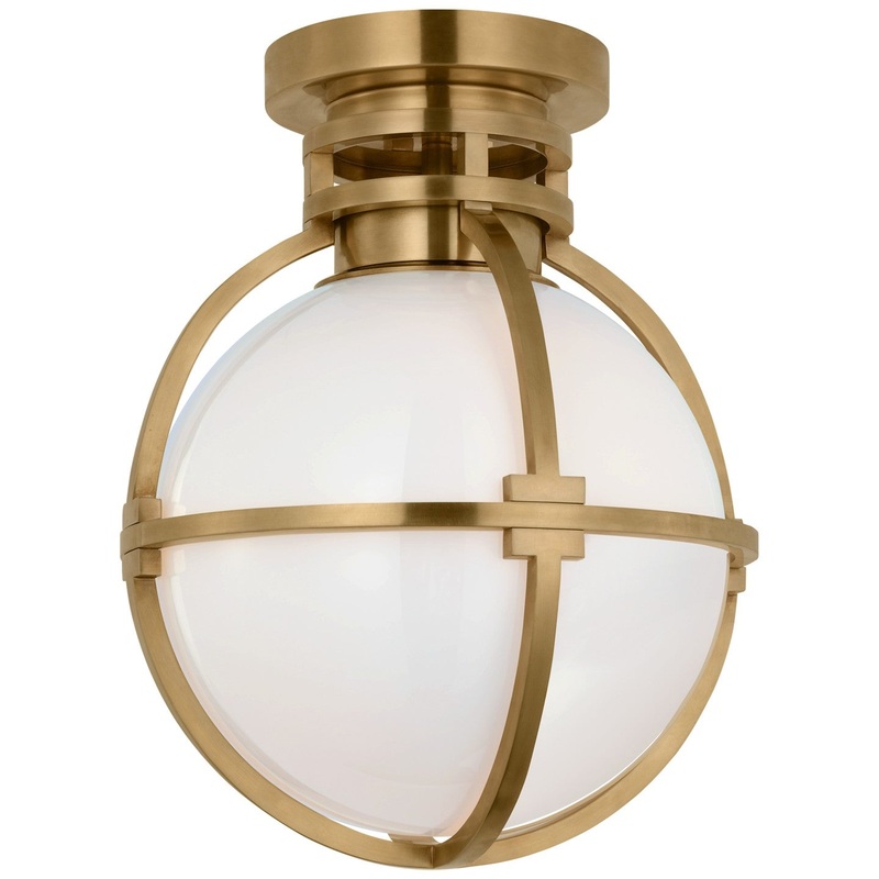 LED Flush Mount from the Gracie Collection in Antique-Burnished Brass Finish by Visual Comfort Signature