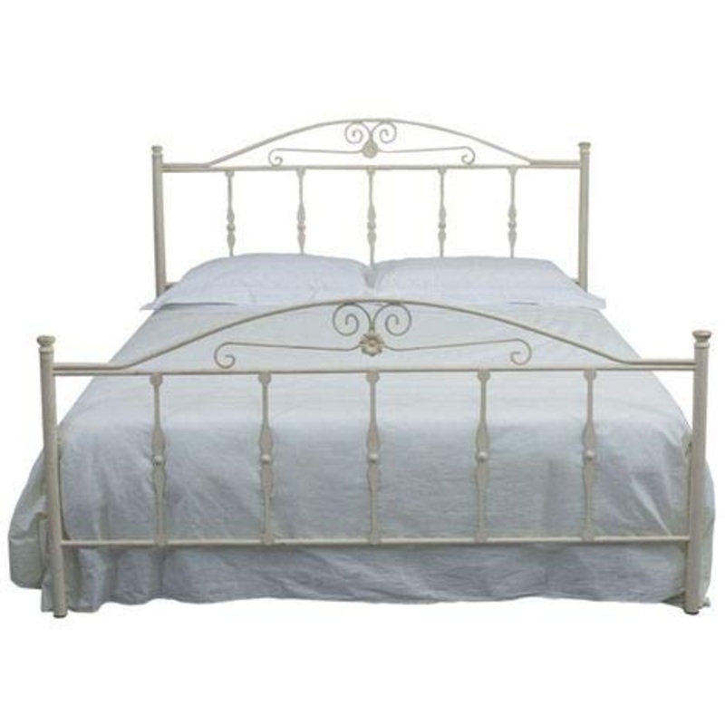 Letto Matrimoniale, in Ferro BATTUTO, Modello Tiziano, Vari Colori Disponibili (Avorio, Sfumature Oro)