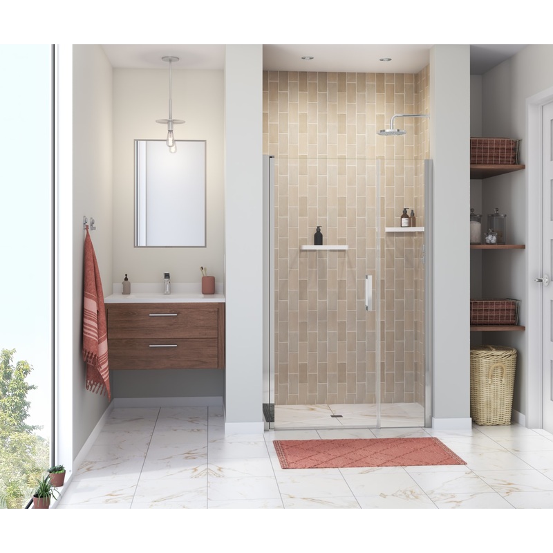 MAAX 138271-900-084-101 Manhattan 45-47 x 68 in. 6 mm Pivot Shower Door for Alcove Installation with Clear glass & Square Handle in Chrome