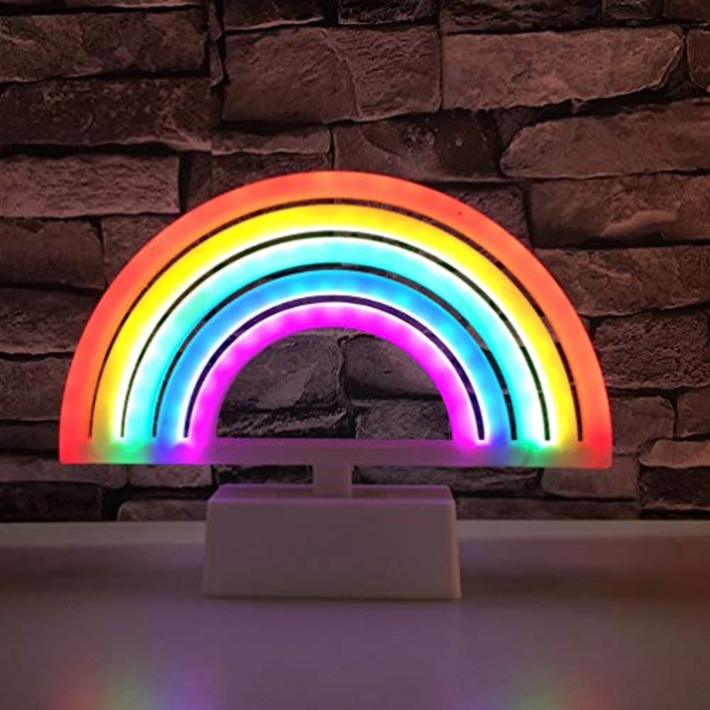 Mobestech – Lampada decorativa da comodino per cameretta dei bambini, 1 pezzo, motivo: arcobaleno