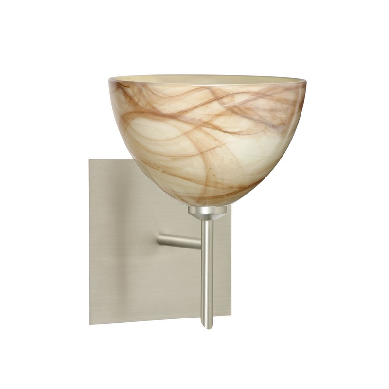 One Light Wall Sconce from the Brella Collection in Satin Nickel Finish by Besa
