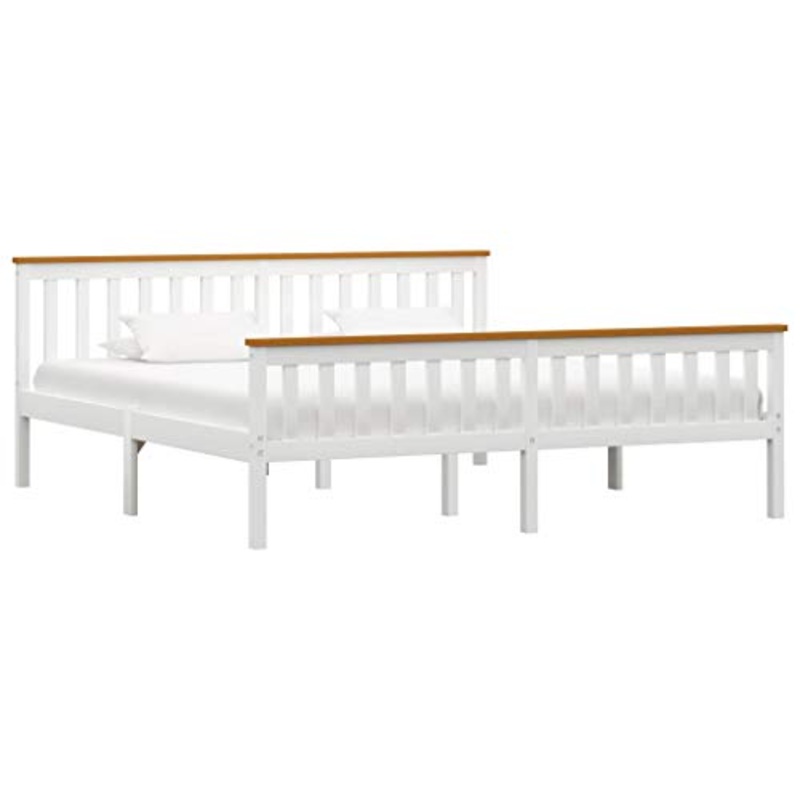 SKM Telaio del Letto Bianco in Legno Massello di Pino 180×200 cm (27.55kg) Bianco-3249