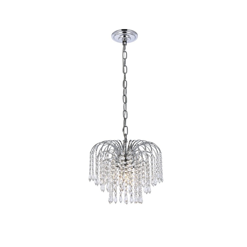 Three Light Pendant from the Falls Collection in Chrome Finish by Elegant Lighting