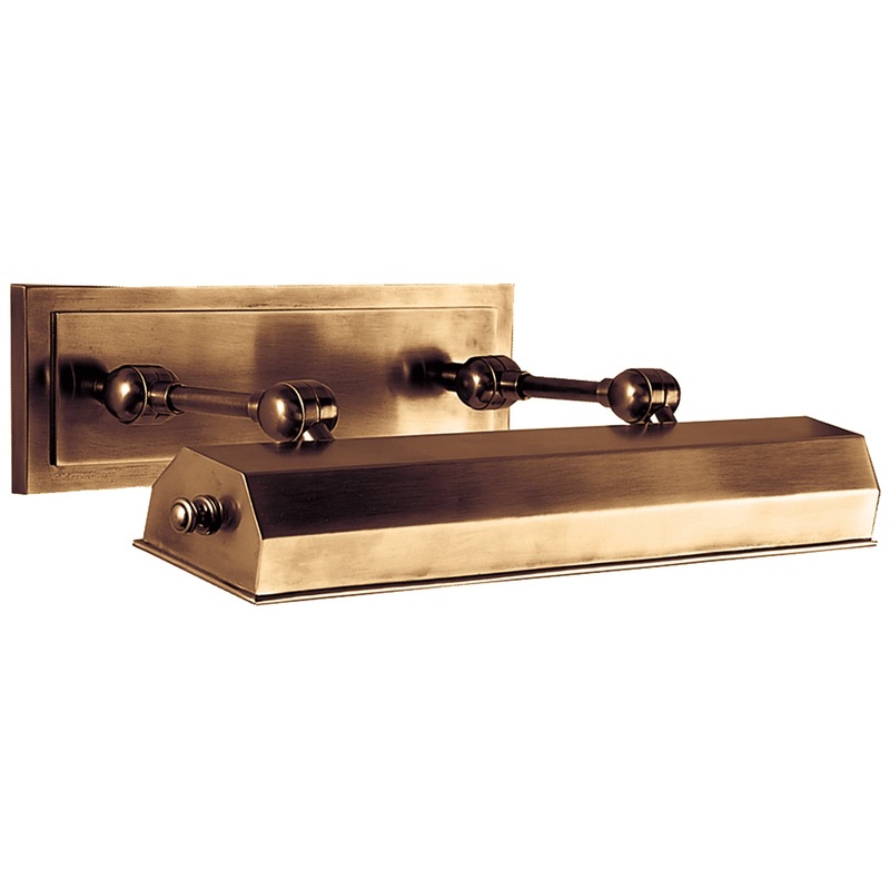 Two Light Picture Light from the Dorchester Picture Light Collection in Antique-Burnished Brass Finish by Visual Comfort Signature
