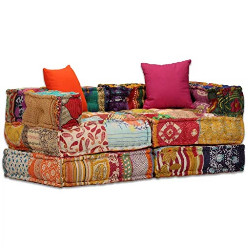 vidaXL Divano Letto Modulare 2 Posti Tessuto Patchwork Divanetto Sof Salone