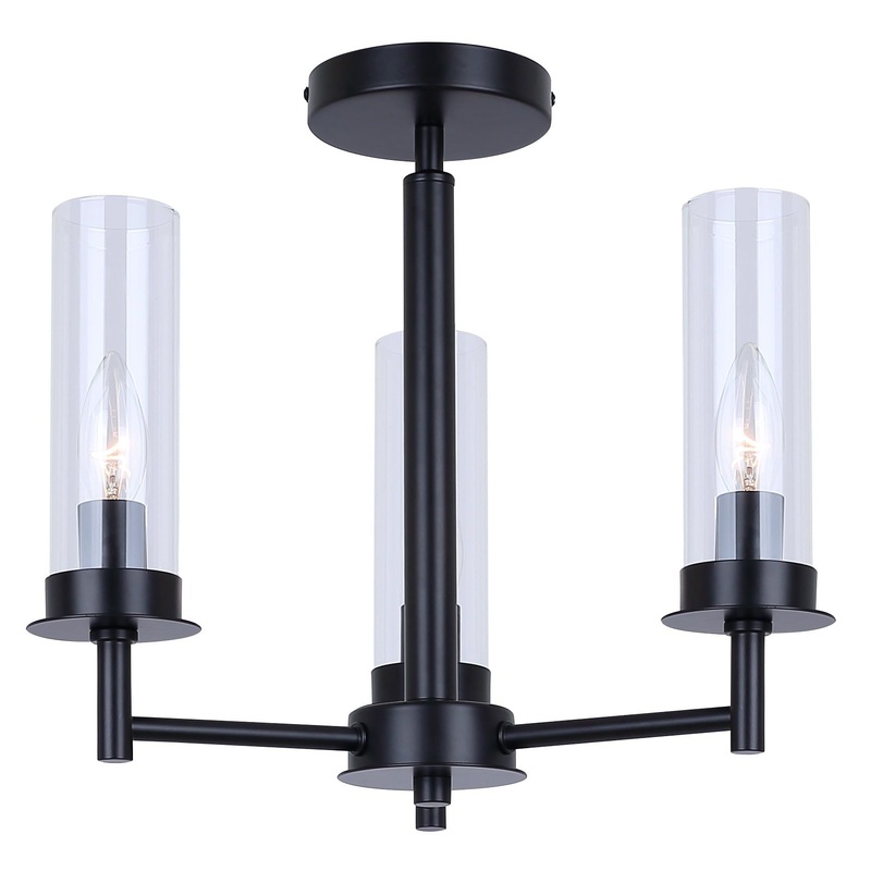 Benson 3-Light Semi Flush Black