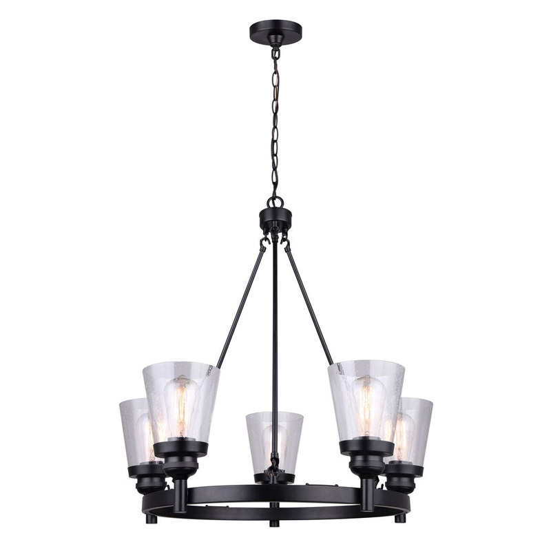 Canarm ICH1097A05BK Declan Five Light Chandelier Matte Black