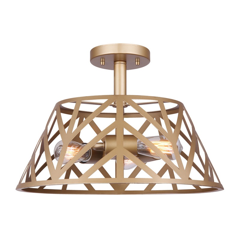 Canarm ISF635B03PGD Maud Three Light Semi Flush Mount Gold
