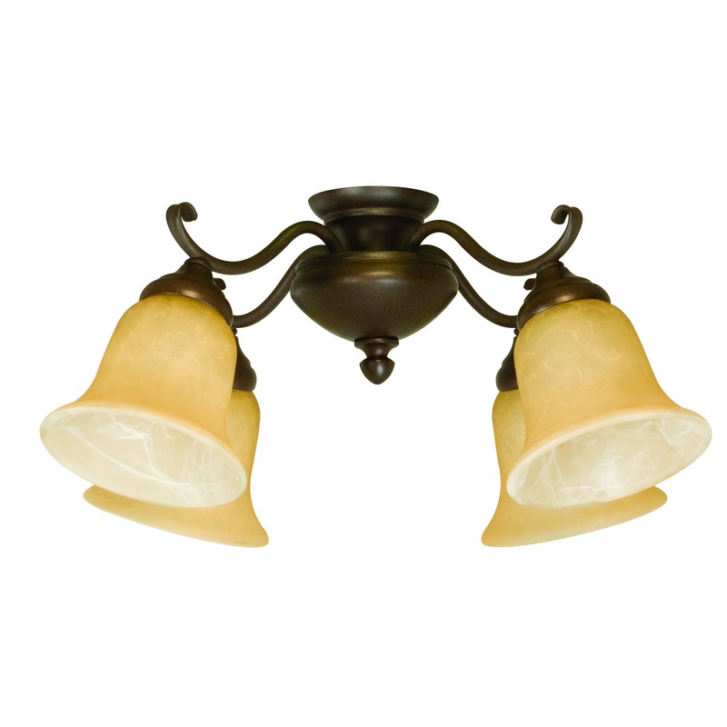 Craftmade LK405-AG-LED 4 Light Fitter and Glass LED Fan Light Kit Aged Bronze Textured (Discontinued)