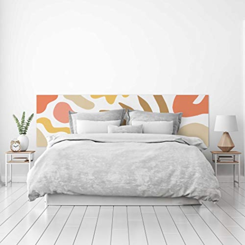 MEGADECOR Testiera per letto in PVC, decorativa, economica, motivo astratto organico, tonalit pastello (200 cm x 60 cm)