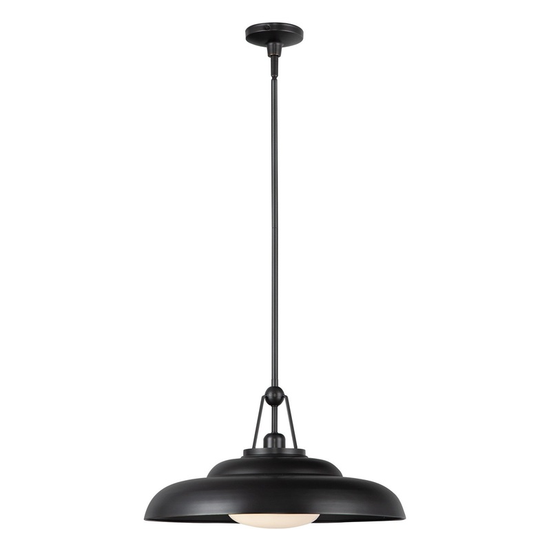 One Light Pendant from the Palmetto Collection in Urban Bronze/Glossy Opal Glass Finish by Alora