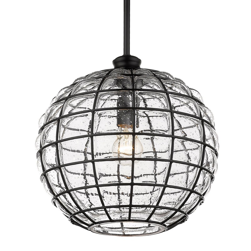 One Light Pendant from the Powell Collection in Matte Black Finish by Golden