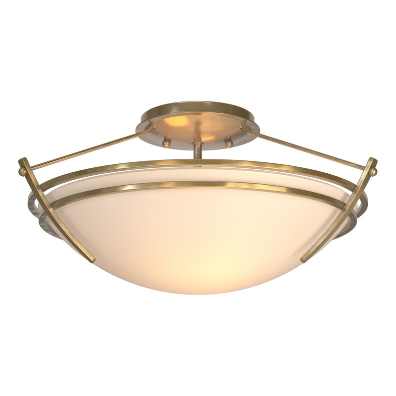 Presidio Tryne Small Semi-Flush Modern Brass Opal Glass (GG)