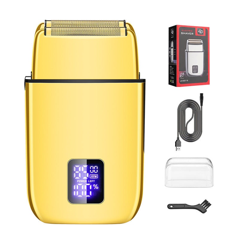 Professional Electric Foil Shaver for Men – 3 Speed Modes, LED Display, USB Rechargeable, Waterproof(gold)