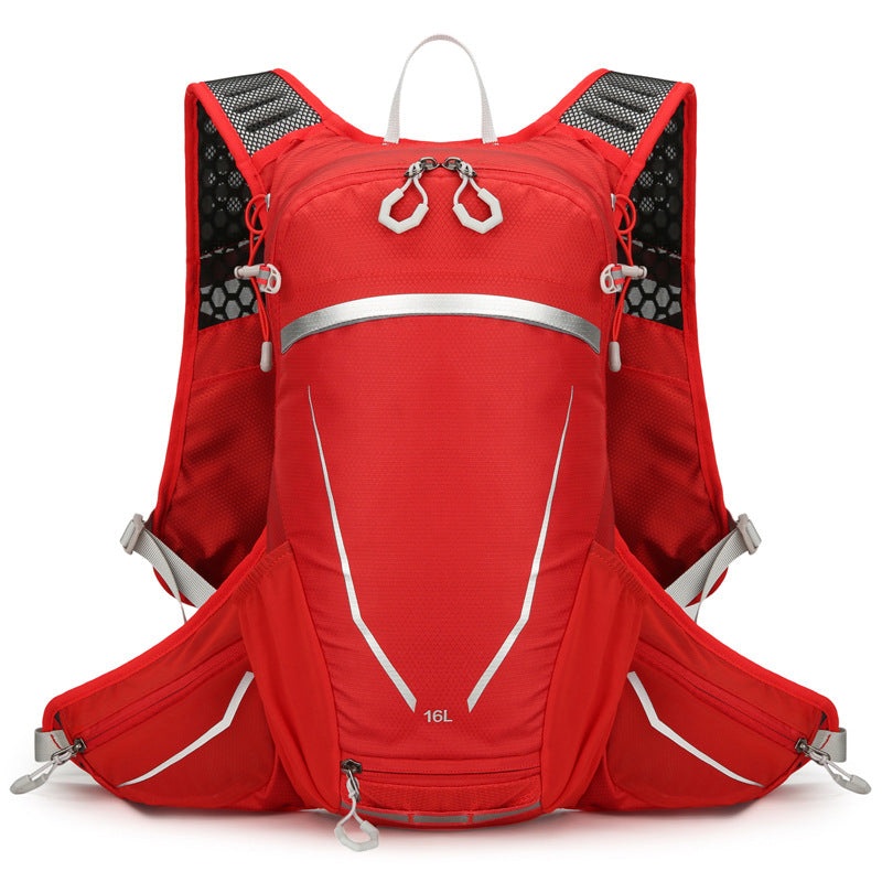 Red Lightweight 16L Outdoor Cycling & Hiking Backpack – Water-Repellent Nylon Daypack with Reflective Strips