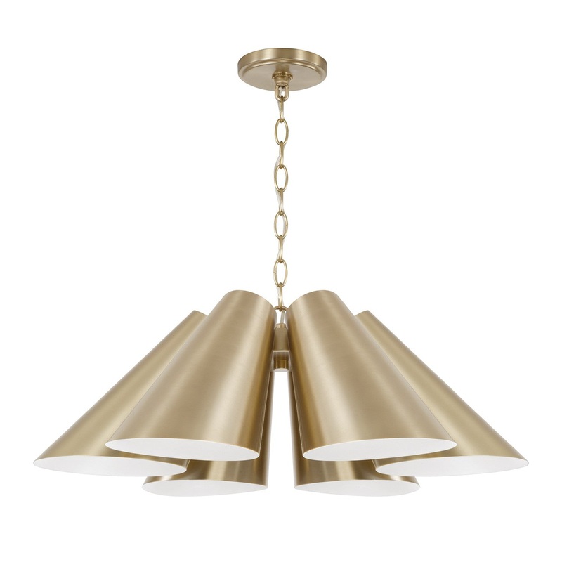 Six Light Pendant from the Leo Collection in Matte Brass Finish by Capital Lighting