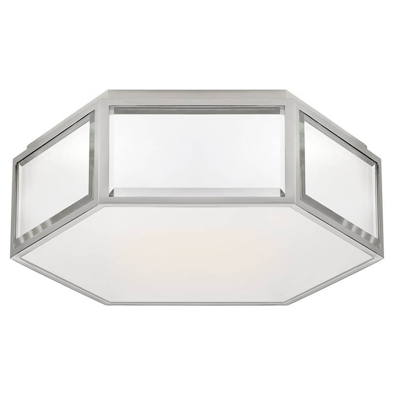 Two Light Flush Mount from the Bradford Collection in Mirror And Polished Nickel Finish by Visual Comfort Signature