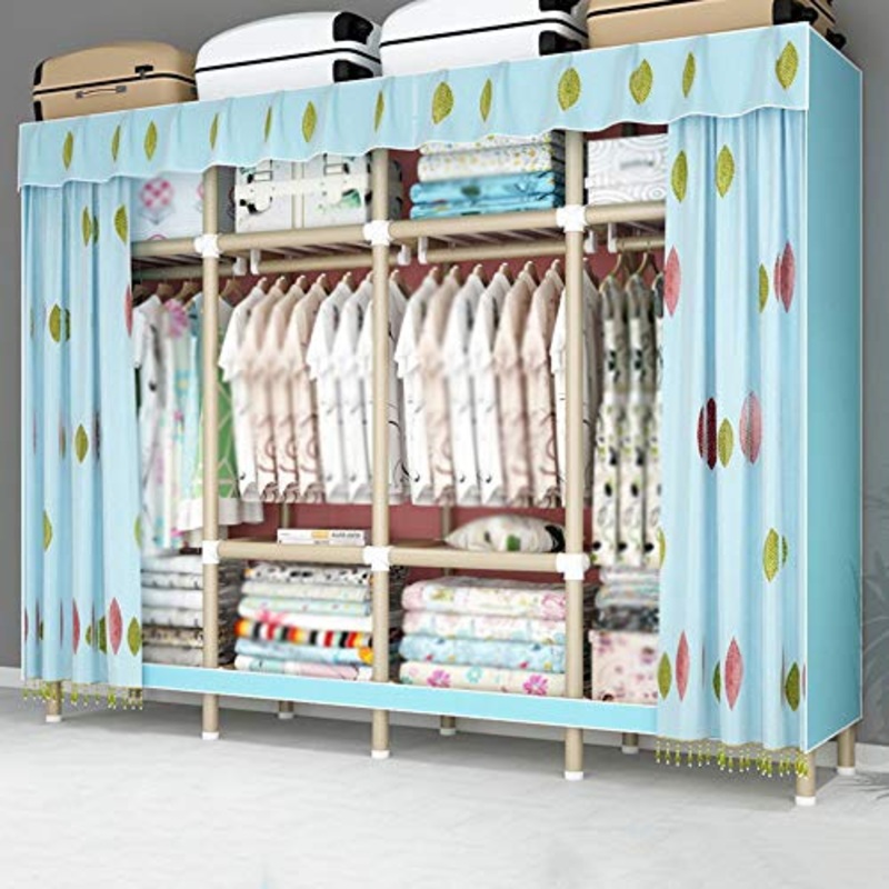 wardrobe Armadio Combinato, Armadio Pensile Doppio in Tessuto per Uso Domestico, Tenda Posteriore in Filato Anteriore, Nessun Tipo di Tenda con Cerniera, 190  50  180 Cm