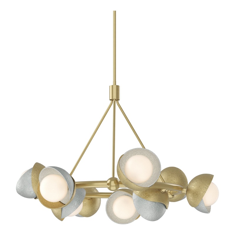 Brooklyn 9-Light Double Shade Ring Pendant Modern Brass Vintage Platinum