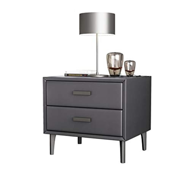 Comodino in Legno massello, Moderno Semplice Creativo Nordico Piccola Camera da Letto Luce Mini in Pelle Netto Letto Rosso Armadio Lato carico 400 kg-45x50x40 cm FANJIANI