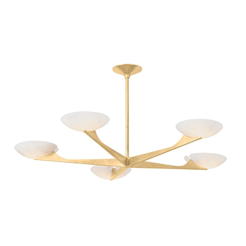 Corbett Lighting 492-52-VGL Malachite Five Light Chandelier Vintage Gold Leaf