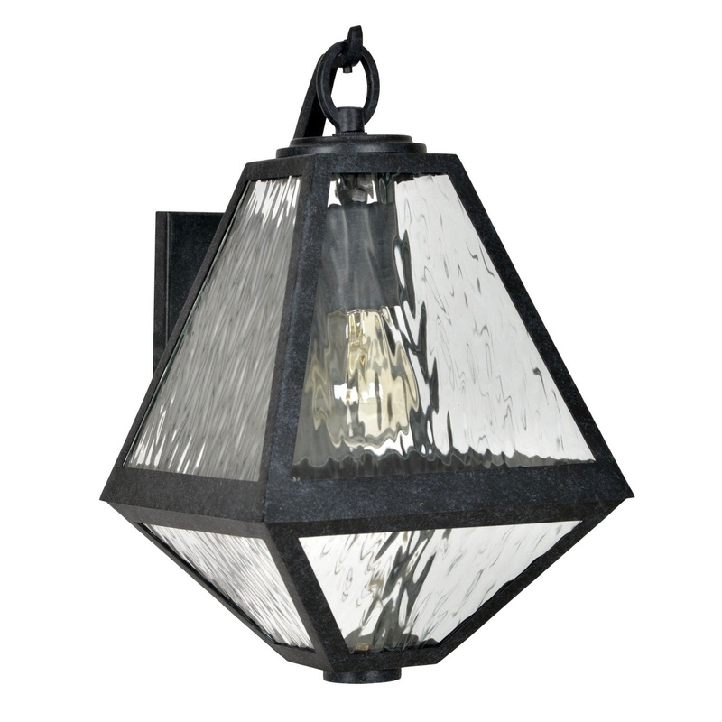 Crystorama GLA-9701-WT-BC Glacier One Light Outdoor Wall Sconce Black Charcoal