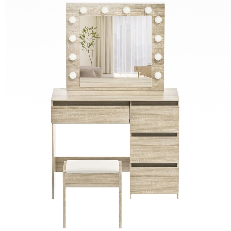 Levede Dressing Table Stool Set Makeup Mirror Led