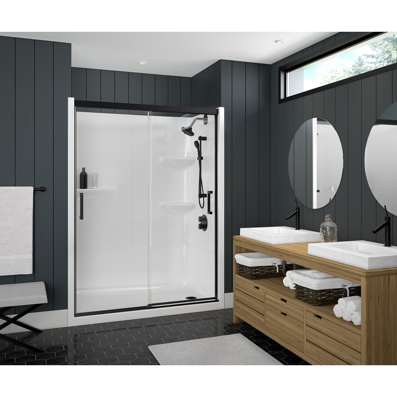 MAAX 138521-900-340-000 Incognito 74 51-54 x 74 in. 8mm Bypass Shower Door for Alcove Installation with Clear glass in Matte Black