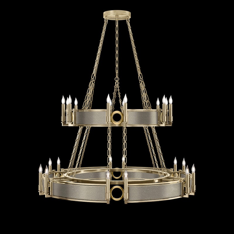Mirage 50″W Round Chandelier Soft Gold Leaf/Brass/Coco