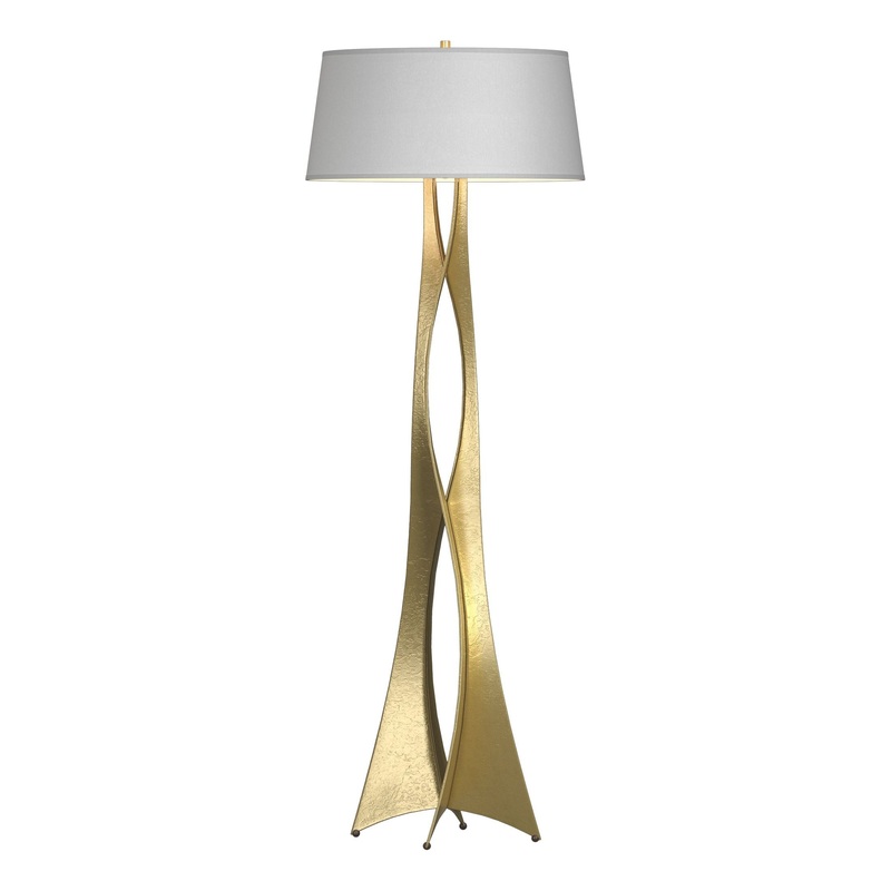 Moreau Floor Lamp Modern Brass Natural Anna Shade (SF)