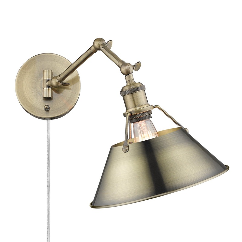 One Light Wall Sconce from the Orwell Collection in Aged Brass Finish by Golden